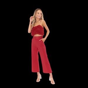 New Show Me Your MuMu DJ Cropped Dress Pants Red Women’s Size Small Stretch